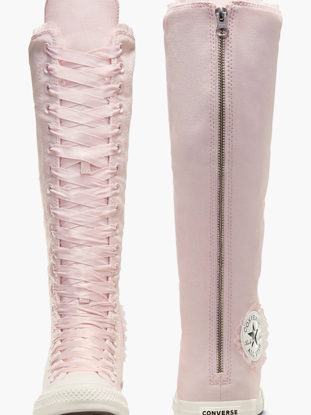 Converse Tall Lace-Up Knee-High Canvas Boots in Pale Pink - Picture 2 of 12